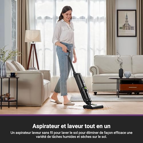 EUREKA NEW400 Aspirateur Laveur sans Fil pour Sols Durs,Aspirateur Balai sans Fil Sec et Humide,Autonettoyant,Aspirateur Laveur Eau et Poussière,Longue Autonomie,pour Les Saletés Collantes,Sols Durs – Image 3