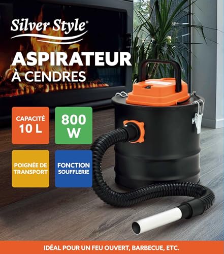 EVATRONIC - Aspirateur de Cendres Format bidon 800W - Fonction soufflerie, Filtre Lavable, cuve 10L, Filtration HEPA, Tuyau 80 cm avec Embout alu â Image 3