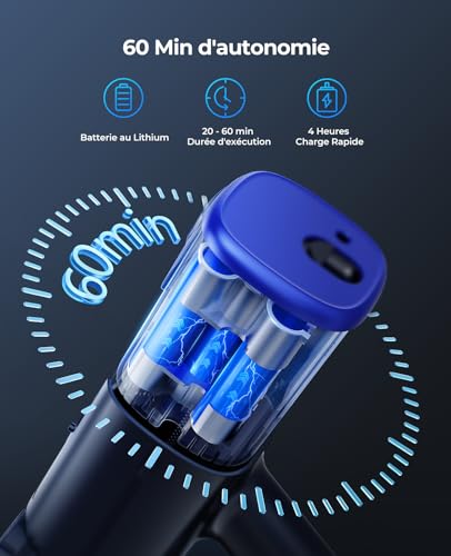 Fieety 550W/45Kpa Aspirateur Balai sans Fil, 60Min Apirateur sans Fil avec Parfumé Rechargeable Mural Brosse de Canapé Brosse Anti-emmêlement, Aspirateur Balai pour Tapis, Sols Durs et Poils d'animaux – Image 4