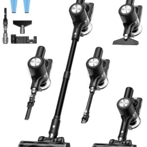 OIRFND Aspirateur sans fil, 46 kPa/500 W avec 55 minutes d'autonomie, aspirateur autonome pour la maison, écran LED, brosse anti-nœuds, aspirateur rechargeable pour poils d'animaux