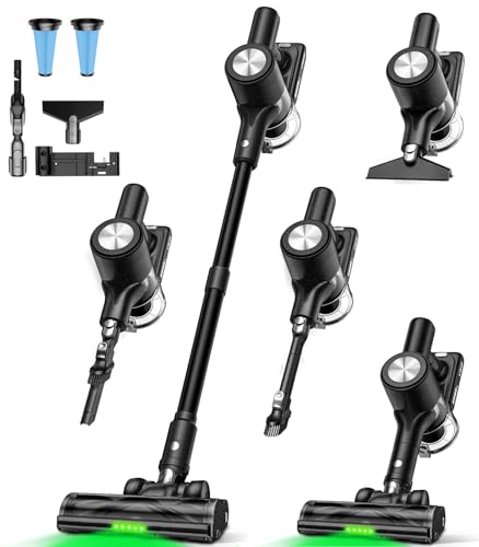 OIRFND Aspirateur sans fil, 46 kPa/500 W avec 55 minutes d'autonomie, aspirateur autonome pour la maison, écran LED, brosse anti-nœuds, aspirateur rechargeable pour poils d'animaux