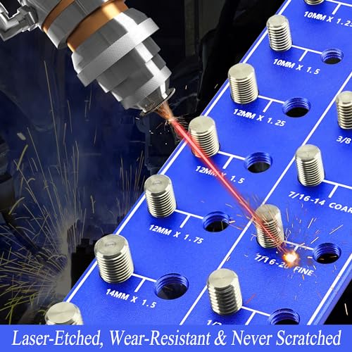 Testeur de filetage d'écrou et de vis (métrique et standard), taille de vis et jauge de filetage, indicateur d'identification de vis et d'écrou avec règle en pouces et centimètres – Image 4
