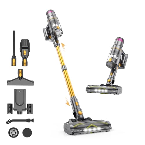 aonus Aspirateur Balai sans Fil 55KPa/580W/75Min, Aspirateur sans Fil Puissant avec Écran Tactile LED, Autoportant, Brosse Anti-Emmêlement pour Poils d'animaux, Tapis et Sols Durs