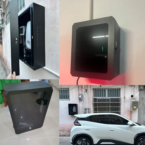 Borne de Recharge Support de Protection Mural Blanc/ Noir pour Chargeur de Jardin, Boîtier de Borne de Recharge, Support de Câble pour Chargeur de Véhicule Électrique, Housse Étanche et Peu Encombrant – Image 3