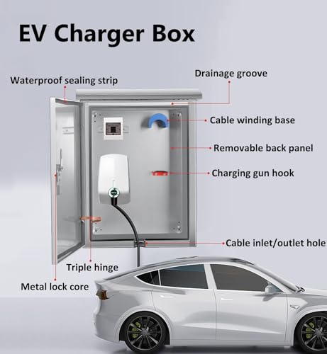 EXCLURA Poteau de Borne de Recharge Support de Connecteur de Chargeur de Véhicule Électrique en Acier Inoxydable, Socle de Charge de Véhicule Électrique Verrouillable avec Boîtier – Image 3