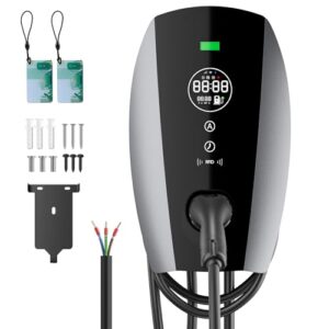 Evjuicion Borne de Recharge Vehicule Électrique 7kW 8A-32A Rapide Wallbox Monophasé Domestique avec Écran Numérique, Station de Chargeur Voiture Electrique avec 5M Câble Type 2