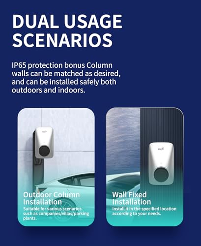 FoxEss 7,3 KW Chargeur EV Type 2 avec Application Intelligente, Borne de Recharge monophasée 8A-32A, 230V Wallbox, IP65, WiF et RFID, Argenté (sans câble de Charge) – Image 3