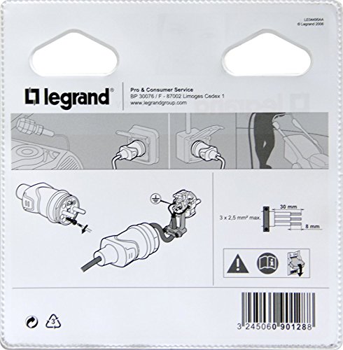 LEGRAND | Fiche Plexo 2P+T 16 A Franco Belge GSA, Étanche IP44 Pour Intérieur Et Extérieur, Sortie De Câble Par L'Arrière, Livrée Sous Blister – Image 3