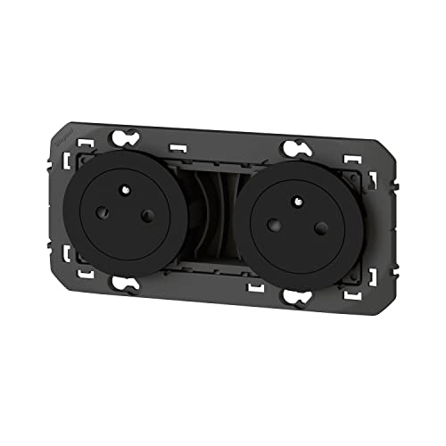 LEGRAND - Prise Double Murale 16A avec Terre dooxie Surface - Prise 2P + T Affleurante avec Fond Rétractable - Fabriqué En France - Noir – Image 3
