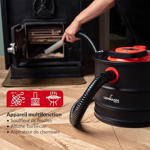 Lehmann Aspirateur à Cendres 15L, Aspirateur Cheminée pour Haute Température, Réservoir Robuste, Filtre HEPA avec Panier Métallique, Fonction Soufflage, Nettoyage Cheminées et Pellets – Image 3