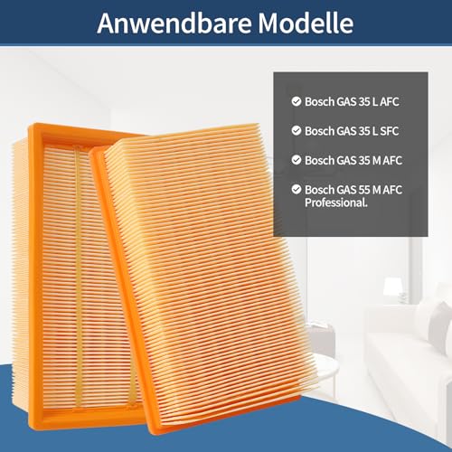 Lot de 2 filtres pour aspirateur Bosch Gas 35 L, M SFC, AFC Professional, plissés plats pour NT 25/1 Ap – Image 4
