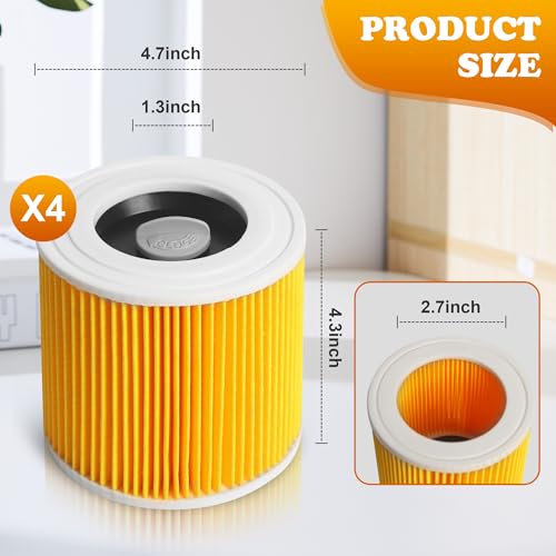 Lot de 4 pour Filtre aspirateur karcher de rechange pour Filtre karcher WD3 pour karcher WD3 WD2 WD1 MV3 MV2 A K KNT NT SE VC, compatibles avec 6.414-552.0/6.414-772.0/6.414-547.0 et autres modèles – Image 3