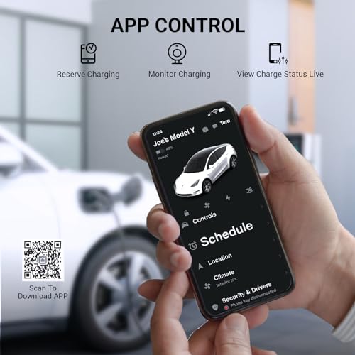 Tera Smart EV Chargeur Type 2 Wallbox: Borne de Recharge Véhicule Electrique 7,6kw Monophasé 32A 24A 20A 16A 240V APP WiFi 7M Câble de Recharge, Non-étanche Utilisation Intérieure Seulement P01 – Image 3
