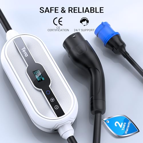 Tera Smart EV Chargeur Type 2 Wallbox: Borne de Recharge Véhicule Electrique 7,6kw Monophasé 32A 24A 20A 16A 240V APP WiFi 7M Câble de Recharge, Non-étanche Utilisation Intérieure Seulement P01 – Image 4