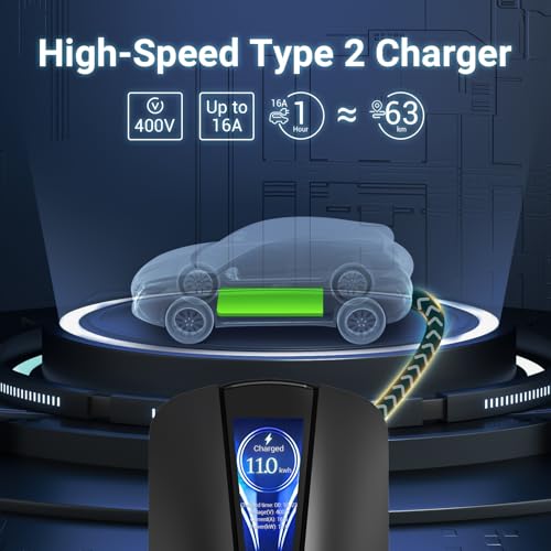 Tera Station de Recharge pour Véhicules électriques Home Niveau 2 Certifié CE, 6m câble de Charge en cuivre Pur, borne de Recharge VE jusqu'à 16A à 480V, modèle Q8 – Image 4