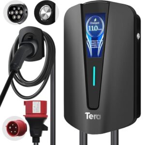 Tera Station de Recharge pour Véhicules électriques Home Niveau 2 Certifié CE, 6m câble de Charge en cuivre Pur, borne de Recharge VE jusqu'à 16A à 480V, modèle Q8