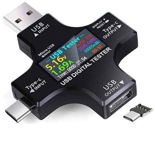 Testeur USB 2 en 1 - Multimètre numérique - Voltmètre - Compteur Electrique - Testeurs de Tension - Courant - Détecteur de Capacité de Puissance