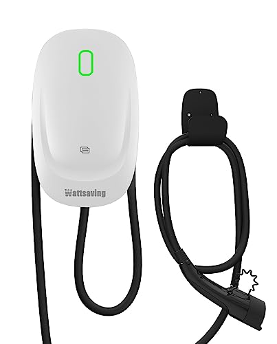 Wattsaving Chargeur EV Triphasé 22kW/11kW Monophasé 7kW/3,5kW - Borne de Recharge Vehicule Electrique avec Câble de Charge de Type 2 de 5 Mètres - Installation de Câblage