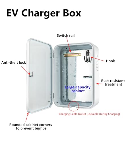 EXCLURA Poteau de Borne de Recharge Boîtier de Recharge pour Véhicules Électriques Tesla avec Verrouillage à Code, Armoire de Recharge Murale Étanche pour Véhicules Électriques