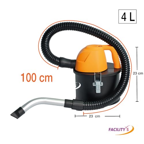 FACILITYS Aspirateur à Cendres Froides et Tièdes 4L, Puissance 600W, 15 kPa, 1,4kg, Tuyau Flexible 1m, Filtre HEPA Lavable – Image 4