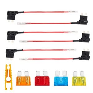 Kundorf Lot de 6 porte-fusibles standard pour voleur de courant, répartiteurs de fusibles de voiture, camion, porte-fusibles standard avec 8 fusibles plats 2 x 5 A, 2 x 10 A, 2 x 15 A, 2 x 20 A