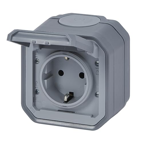 LEGRAND, Plexo New 069730L Prise murale en saillie pour pièces humides, norme Schuko, avec couvercle à charnière, protection anti-contact, bornes enfi – Image 3