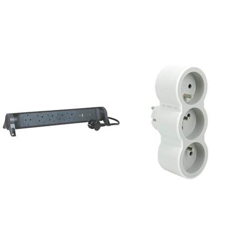 Legrand, Multiprise rotative, 5 Prises, multiprise, connecteur USB-A et USB-C & Fiche Multiprise Triplite - 3 Prises Frontales avec Terre - Positionnement Horizontal – Image 2