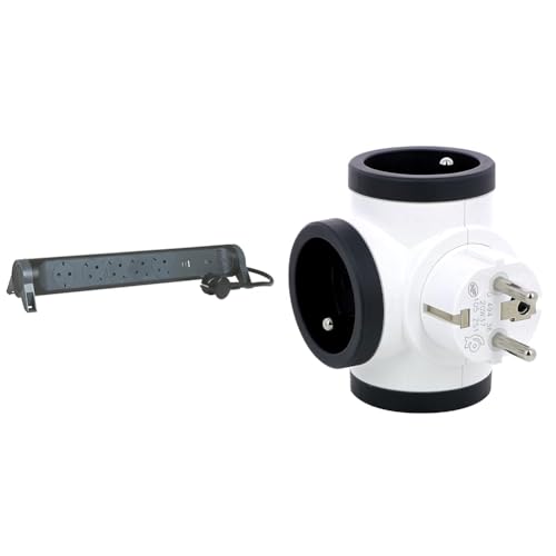 Legrand, Multiprise rotative, 5 Prises, multiprise, connecteur USB-A et USB-C & Fiche Multiprise Triplite Rotative - 3 Prises Latérales en T avec Terre
