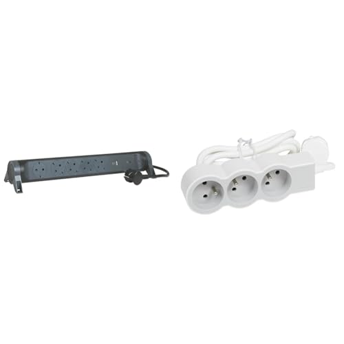 Legrand, Multiprise rotative, 5 Prises, multiprise, connecteur USB-A et USB-C & Rallonge multiprise Extra-Plate avec 3 Prises de Courant avec Terre avec Cordon 1,5m – Image 2