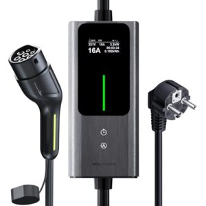 VDLPOWEREU Chargeur Voiture Electrique, 3,6kW | 5M EV Chargeur Type 2, Écran Tactile LED, Cable Recharge Véhicule Electrique 6-16A avec EU Schuko Prise, Borne de Recharge Monophasé IP65 (IEC 62196-2)