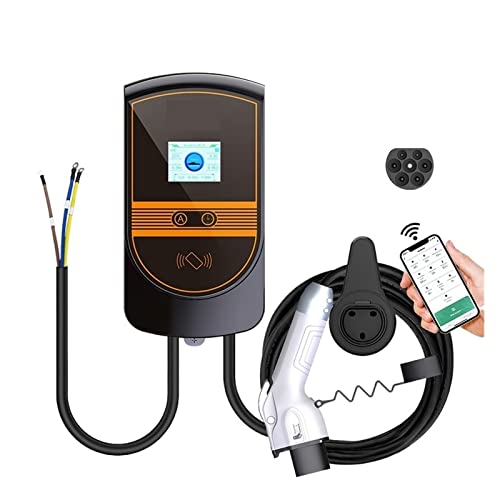 WEIJICUI Chargeur Voiture Electrique, Chargeur EV GB/T Cordon EVSE Wallbox véhicule électrique 7KW 11KW 22KW APP contrôle avec Prise 16A 32A Voiture Charge 5m câble – Image 4
