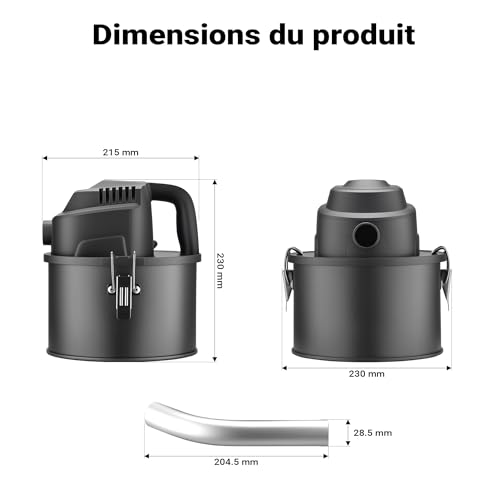 WilTec Aspirateur à Cendres Portable – 600 W, 15 kPa, réservoir 4 L, Filtre HEPA – Vide Cendre cheminée – avec câble 1,5 m et Plusieurs certificats – Image 4